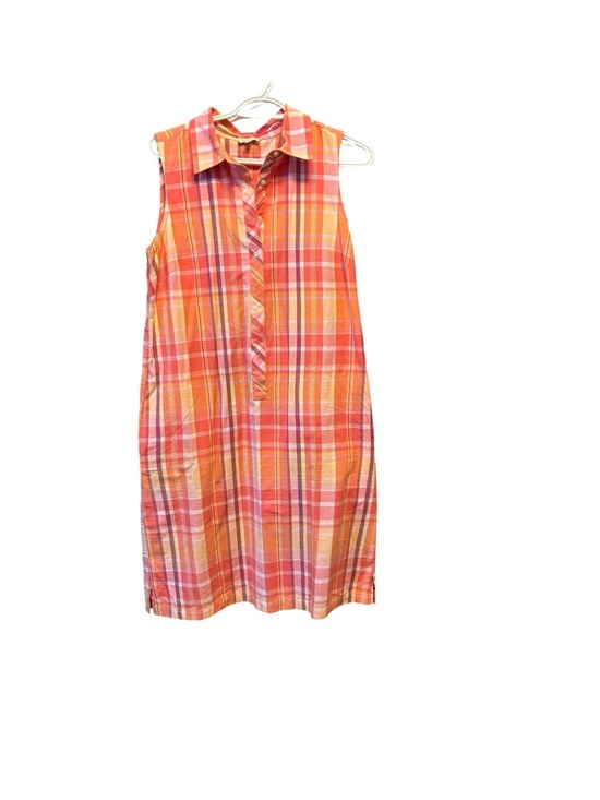 Talbots Dresses & Skirts - Talbots Sleeveless Plaid Midi Dress in Orange and Pink